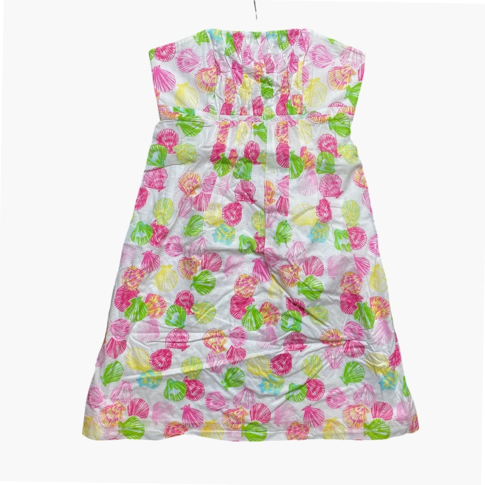 Lilly Pulitzer Dress Womens 8 White Pink Seashell Strapless Empire Waist Shell